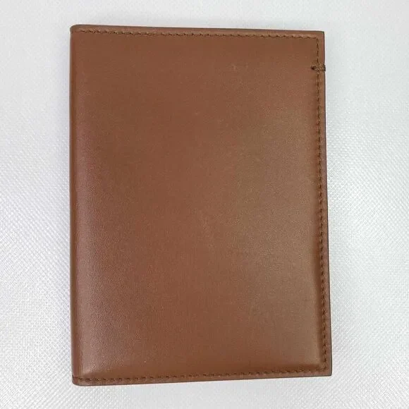 Tiffany & Co Wallet Fold Over Leather Brown Tan Card Case - Picture 1 of 6